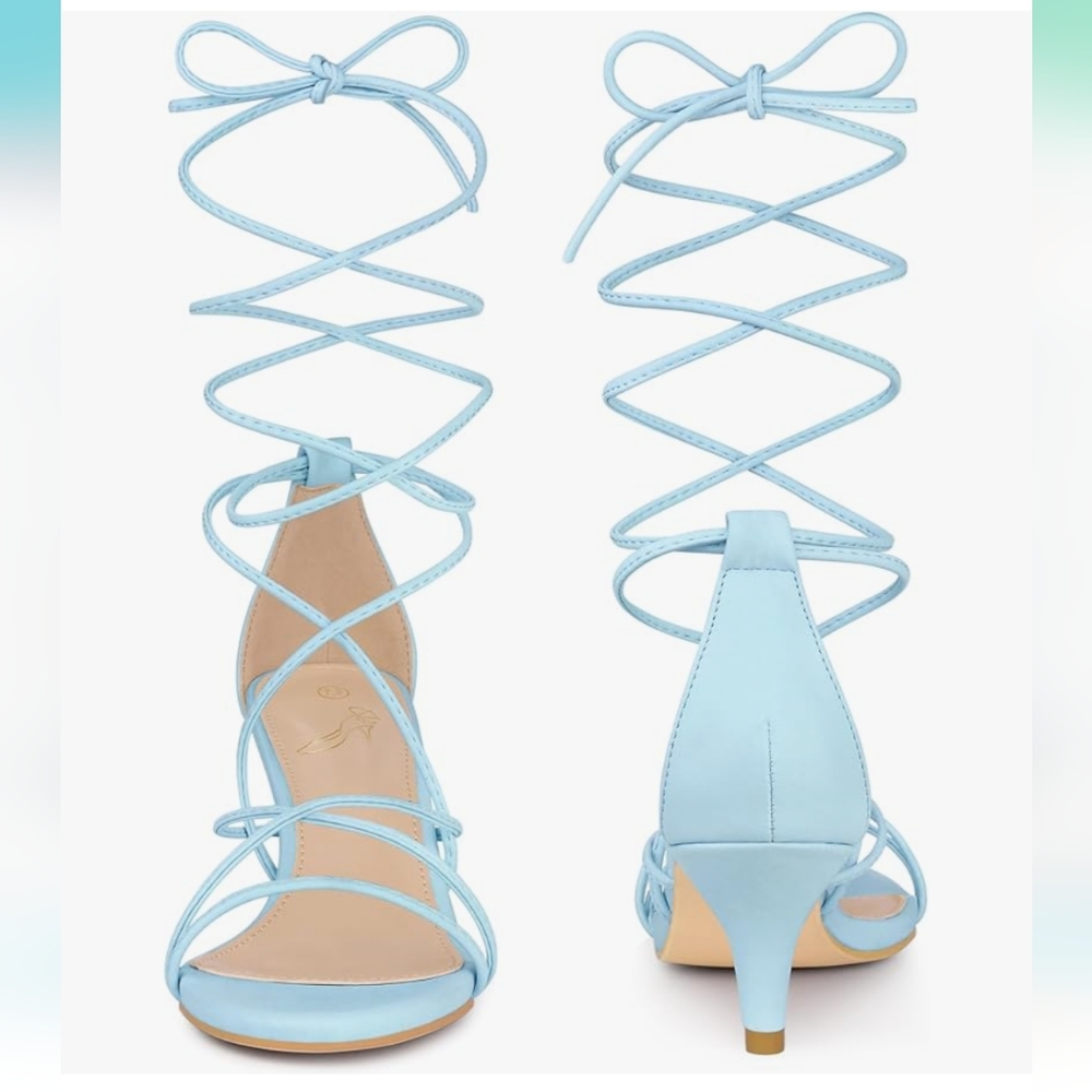 Sky Blue Perphy Strappy Lace Up Sandals Size 10M
